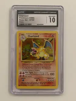 🔥 Pokemon unlimited CHARIZARD CGC 10 GEM MINT Base set 4/102 - Image 1
