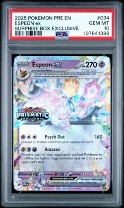 Espeon EX Surprise Box Promo Stamp 034/131 Pokemon Prismatic Evolutions PSA 10 - Image 1