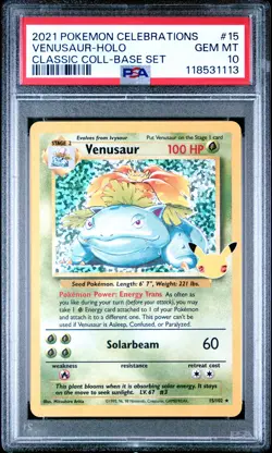 2021 POKEMON CELEBRATIONS CLASSIC COLLECTION #15 VENUSAUR-HOLO PSA 10 - Image 1