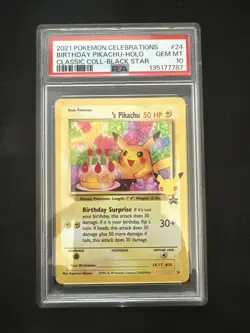 2021 POKEMON CELEBRATIONS CLASSIC COLLECTION #24 BIRTHDAY PIKACHU-HOLO PSA 10 - Image 1