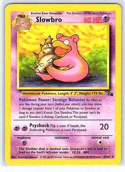 Slowbro 43/62 Fossil MP Pokemon Card - Image 1