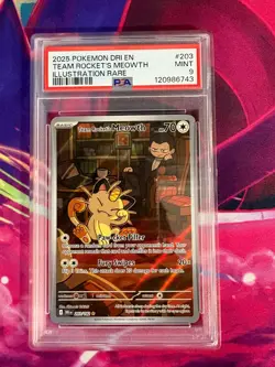 Team Rocket's Meowth 203/182 Destined Rivals English PSA Graded 9 Pokemon TCG - Image 1