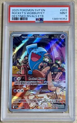 2025 Pokemon SV Black Star Promos Team Rocket's Wobbuffet #203 - PSA 9 - Image 1