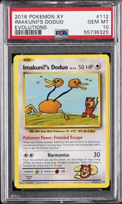 2016 POKEMON XY EVOLUTIONS #112 IMAKUNIU'S DODUO PSA 10 - Image 1