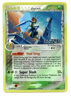 Pokemon Beedrill (Delta Species) 1/113 Delta Species Reverse Holo Stamped LP - Image 1