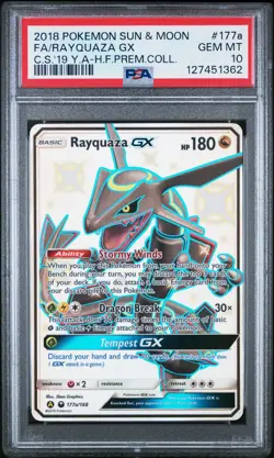 2018 POKEMON SUN & MOON CELESTIAL STORM #177A FULL ART/RAYQUAZA GX PSA 10 - Image 1