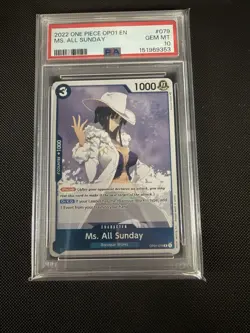 2022 ONE PIECE OP01-ROMANCE DAWN 079 MS. ALL SUNDAY PRE-ERRATA PSA 10 GEM MINT - Image 1