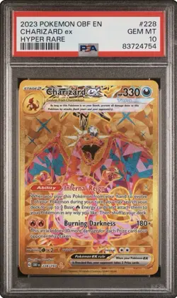 Pokemon Charizard ex 228/197 SV03 Obsidian Flames Hyper Rare Holo PSA 10 English - Image 1