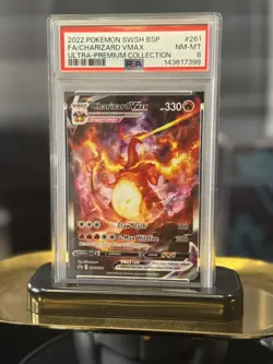 2022 POKEMON SWSH BLACK STAR PROMO #261 FULL ART/CHARIZARD VMAX PSA 8 - Image 1