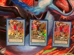 3 Luffy S17 One Piece Card Bandai Carddass Hyper Battle Holo Near MINT 2000 - Image 1