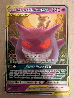 Pokemon Gengar & Mimikyu GX TAG TEAM Ultra Rare Holo Sm-Team Up 53/181 - Image 1