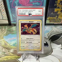 2021 Pokemon Sword Shield Black Star SWSH177 Special Delivery Bidoof PSA 9 SWIRL - Image 1