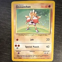 Pokemon Hitmonchan Base Set Holo Rare 7/102 70 HP 1999 Wizards of the Coast - Image 1