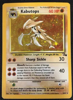 1999 POKEMON FOSSIL UNLIMITED KABUTOPS 9/62 HOLO RARE - Image 1