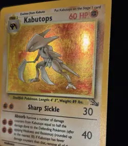 1999 POKEMON FOSSIL UNLIMITED KABUTOPS 9/62 HOLO RARE - Image 3