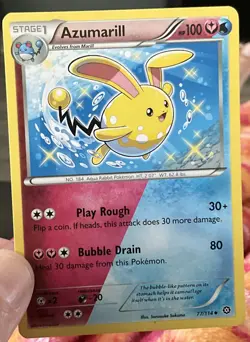 Pokemon TCG Azumarill XY Steam Siege 77/114 Regular Uncommon Card Played MP - Image 1