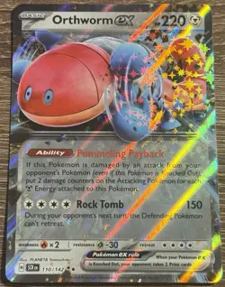 2024 Pokemon Stellar Crown #110/142 Orthworm ex DOUBLE RARE Holo Card NM/M (L) - Image 1