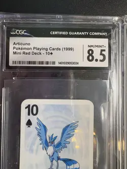 Graded 1999 Pokemon Bicycle Mini Playing Card Articuno 10 of Spades CGC 8.5 - Image 3