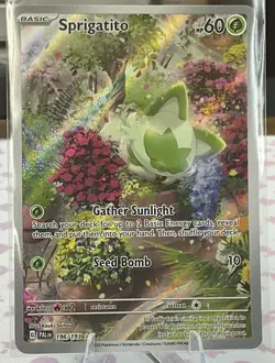 Pokemon TCG Sprigatito Holo Illustration Rare Card 196/193 Sv02: Paldea Evolved - Image 1