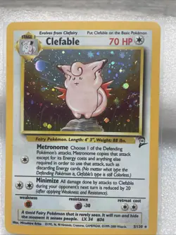 Pokemon 1999 TCG Clefable Base Set 2 Holo Unlimited Rare Card #5/130 with Swirl - Image 1