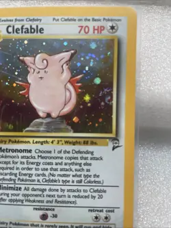 Pokemon 1999 TCG Clefable Base Set 2 Holo Unlimited Rare Card #5/130 with Swirl - Image 2