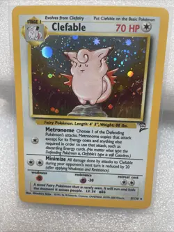 Pokemon 1999 TCG Clefable Base Set 2 Holo Unlimited Rare Card #5/130 with Swirl - Image 3