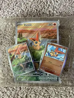Pokemon Victini Promo Illustration Rare SVP 208 & 012/086 Trading Card Set - Image 1