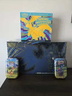Pokemon TCG: Mega Charizard x Ex UPC & Acended Heroes ETB + 2 Tins Sealed - Image 1