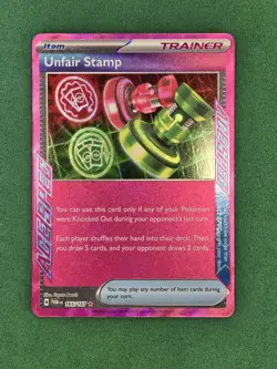 Unfair Stamp 165/167 ACE SPEC Rare Pokemon TCG Sv06: Twilight Masquerade Holo - Image 3