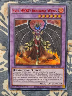 Evil HERO Inferno Wing (DOUBLE Red INK) MISPRINT LDS3-EN027 1st Edition Yugioh - Image 1