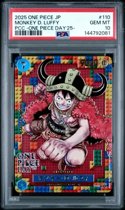2025 One Piece Day JP Monkey D. Luffy PCC Promo PSA 10 GEM MT #110 - Image 1