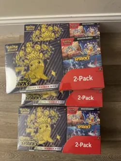 Pokemon SURGING SPARKS Elite Trainer Box Etb & Booster Bundle Costco 2 Pack - Image 1