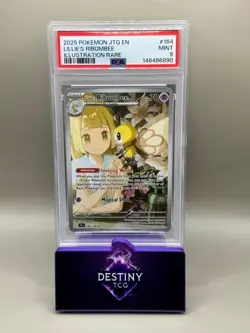 Lillie’s Ribombee 164/159 PSA 9 Illustration Rare JTG Pokemon Card Slab - Image 1