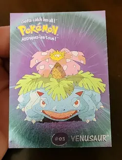 MP! Danone SHINY SILVER Venusaur #03 1/8 Pokemon Stadium Tip Card 2000 - Image 1