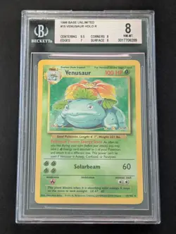 BGS 8 Venusaur 15/120 1999 Base Set Holo Pokemon Card WOTC - Image 1