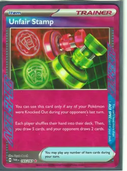 UNFAIR STAMP 165/167 ACE SPEC -TWILIGHT MASQUERADE POKEMON-ULTRA RARE- MINT - Image 1