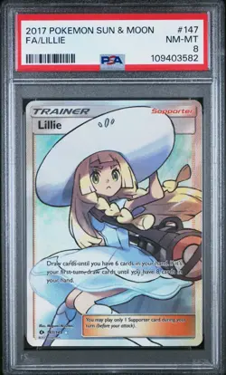 2017 Pokemon Lillie SUN & MOON EN Full Art 147/149 PSA 8 - Image 1
