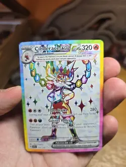 Pokemon TCG Cinderace EX Full Art Ultra Rare Rainbow Holo Stellar Crown - Image 1