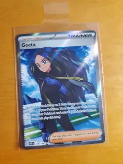 Geeta Holo Full Art Ultra Rare Trainer 218/197 Pokemon TCG Obsidian Flames - Image 1
