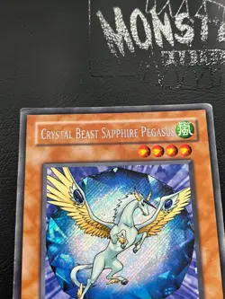 YUGIOH CRYSTAL BEAST SAPPHIRE PEGASUS SECRET RARE CT04-EN002 LIMITED ED PLAYED - Image 3