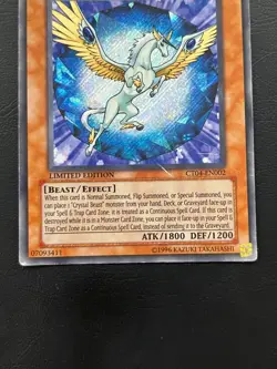 YUGIOH CRYSTAL BEAST SAPPHIRE PEGASUS SECRET RARE CT04-EN002 LIMITED ED PLAYED - Image 4
