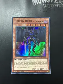 YUGIOH DESTINY HERO DOGMA SUPER RARE DESO-EN011 1ST EDITION - Image 1