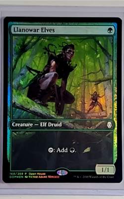 2018 MTG Magic the Gathering Open House Full Art Promo Foil #168 Llanowar Elves - Image 1