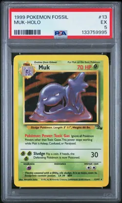 1999 POKEMON FOSSIL #13 MUK-HOLO PSA 5 - Image 1