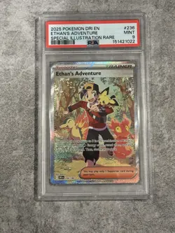 2025 POKEMON DESTINED RIVALS SPECIAL ILLUSTRATION RARE ETHAN'S ADVENTURE PSA 9 - Image 1