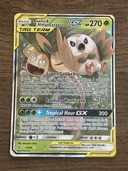 Rowlet & Alolan Exeggutor GX 1/236 Sm-Unified Minds Holo NM - Image 1