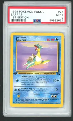 LAPRAS 25/62 1ST EDITION FOSSIL POKEMON PSA 9 - Image 1