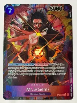 ONE PIECE TCG Mr.5 (Gem) OP04-072 Kingdoms of Intrigue Alt Art English Card - Image 1