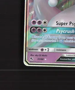 Mewtwo GX 31/68 Hidden Fates Ultra Rare Holo Pokemon Card NM - Image 5