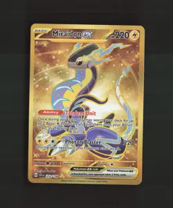 Miraidon ex 253/198 Scarlet & Violet Gold Full Art Holo Rare Pokemon Card NM - Image 1
